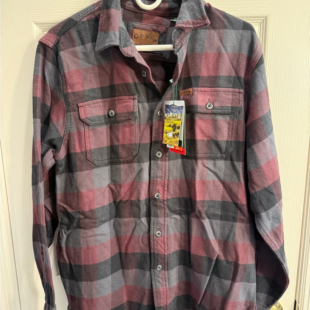 Orvis Men's Plaid Shirt - Red and Black